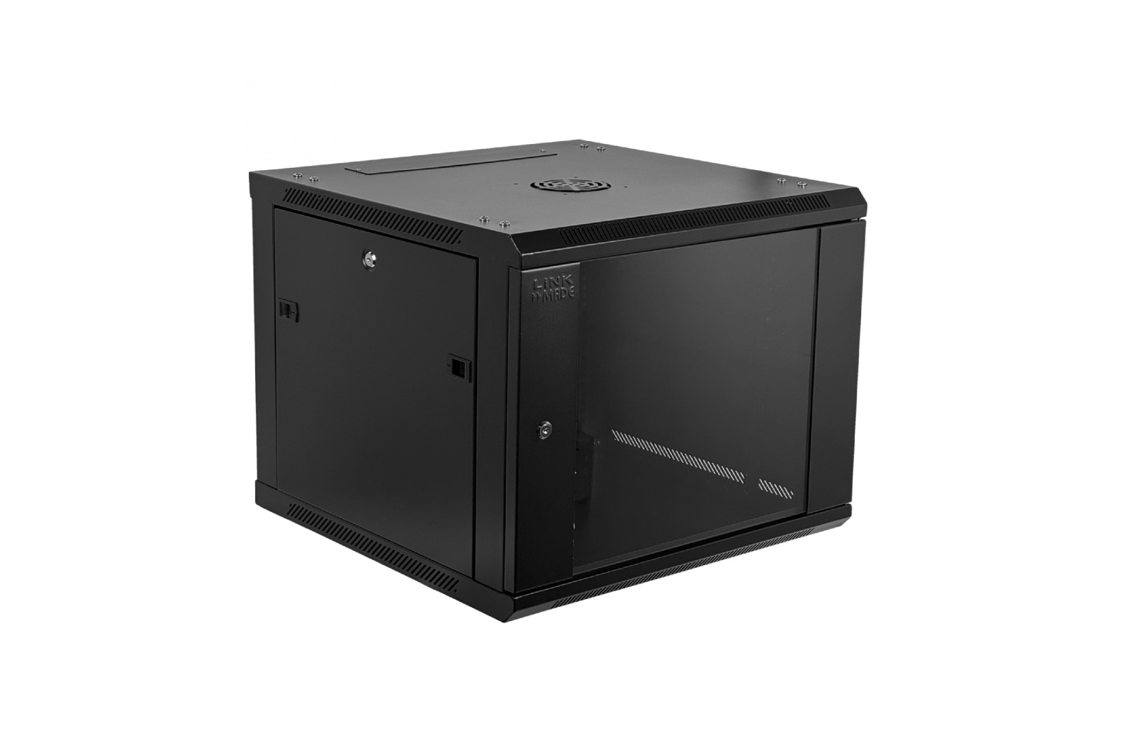 GABINETE RACK DESARMADO DE 6U CON 45CM FONDO PARED MURO NEGRO CON PUERTAS LATERALES